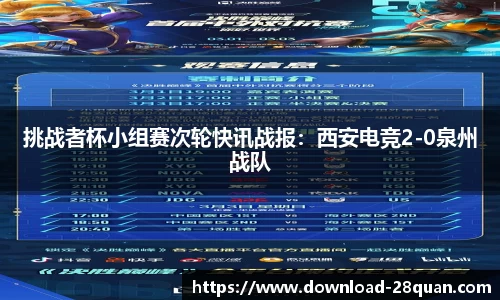 挑战者杯小组赛次轮快讯战报：西安电竞2-0泉州战队